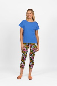 4363 French Blue Drop Sleeve Top with Stepped Hem - BE U