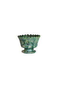 Size Bowl 12cmd: moroccan green zigzag pedestal bowl - small