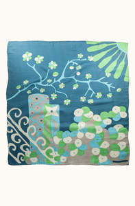 Gifts Under 60: Silk Scarf - Sakura Bleu - Square