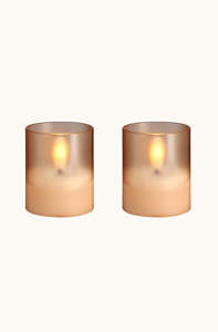 Glass Candle Hurricane Champagne Pack of 2