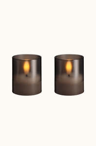 Gifts Under 60: Glass Candle Hurricane Charcoal Pack of 2