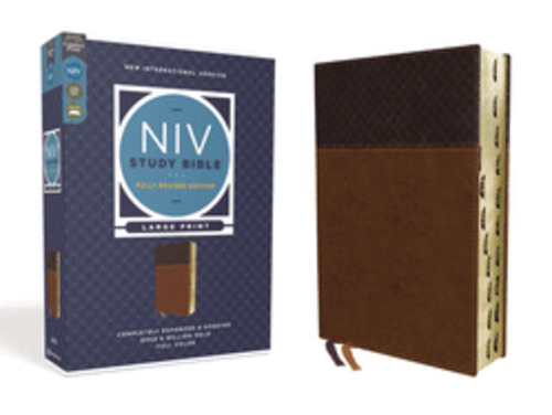 NIV Study Bible, Fully Revised Edition, Large Print, Leathersoft, Brown, Red Let&hellip;