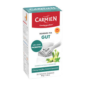 Carmien Rooibos Tea: Carmién Wellness Range Gut with Probiotics & Chicory Root Fibre Rooibos Tea (20 Teabags)