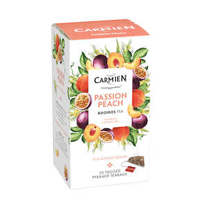 Carmien Rooibos Tea: Carmién Passion Peach Rooibos Tea (20 Pyramid Teabags)