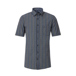 Products: CASA MODA - Textured Cotton Check SS Shirt Navy - Beggs Wairau - Casa Moda is one of Europes best brands for big men offering classic and fashion styles in quality fabrics - Casa Moda S24