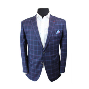 Products: Savile Row Pure Merino Sports Coat Navy Plaid - Saville Row offers NZ Big men great quality business wear and great prices - Savile Row S24