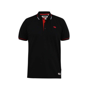 Products: D555 - Pique Plain Black Polo with contrast Trim - D555 - Affordable European Fashion for Big Men - Sizing up to 7XL - D555