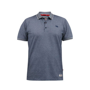 Products: D555 - Pique Polo With Jacquard Collar Navy - D555 - Affordable European Fashion for Big Men - Sizing up to 7XL - D555