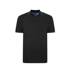 Products: KAM - Tipped Polo With Pocket Black - KAM Denim Jeans offer big men a unique and generous fittings - Size 42inch up to 56inch waist - Kam S24