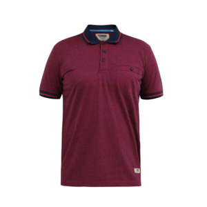 Products: D555 - Wigborough Contrast Collar Polo Red Navy - D555 - Affordable European Fashion for Big Men - Sizing up to 7XL - D555 S23