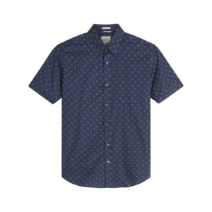 Products: BEN SHERMAN - Stipple Print SS Shirt Navy - This iconic brand is available for big men at Beggs Wairau and online - Ben Sherman S25