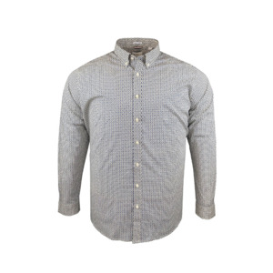 Products: BEN SHERMAN - Split Spot Print Cream Blue - This iconic brand is available for big men at Beggs Wairau and online - Ben Sherman W25