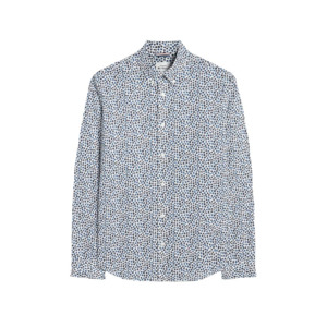 Products: BEN SHERMAN - Ditsy Floral Print LS Shirt White Blue - This iconic brand is available for big men at Beggs Wairau and online - Ben Sherman W24
