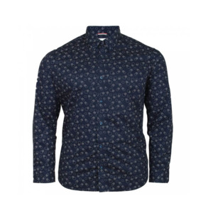 Products: BEN SHERMAN - Stipple Print Circle LS Navy - This iconic brand is available for big men at Beggs Wairau and online - Ben Sherman W24