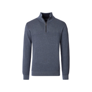 CASA MODA - Quarter Zip Cotton weave Sweatshirt Blue - Beggs Wairau - Casa Moda &hellip;