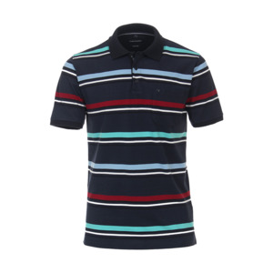 CASA MODA - Navy Aqua Striped Polo Easy Care - Beggs Wairau - Casa Moda is one o&hellip;