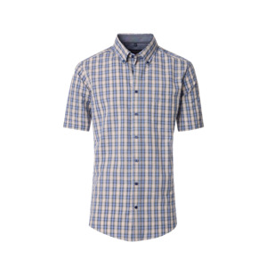 Products: Casa Moda Window Pane Check SS Shirt Blue - Beggs Wairau - Casa Moda is one of Europes best brands for big men offering classic and fashion styles in quality fabrics - Casa Moda