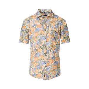 Casa Moda Floral Pattern SS Shirt Blue Orange - Beggs Wairau - Casa Moda is one &hellip;
