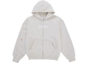 Supreme MM6 Maison Margiela Box Logo Zip Up Hooded Sweatshirt White