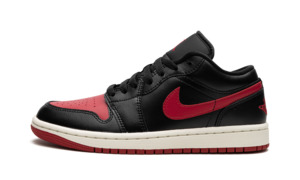 Jordans: Jordan 1 Low Bred Sail Womens Sneakers Black Red Sail