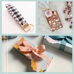 Curated Handmade Gift Boxes: Gingham and Raspberry - Gift Set Duo
