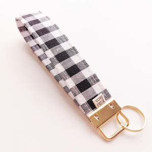 Kiki & Co Black & White Gingham Linen Key Chain