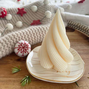 Twirl Christmas Tree Gingerbread Candle in White