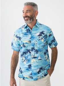 Pacifica Hawaiian Shirt Aquamarine New Zealand // Lowes