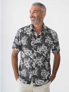 Pacifica Short Sleeve Rayon Print Shirt Black And White Floral New Zealand // Lowes