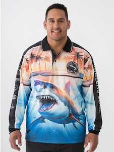 Big Mens Tropical Shark Fishing Polo New Zealand // Lowes