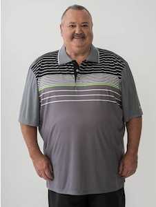 Polos: Big Mens Quick Dry Print Polo Silver New Zealand // Lowes