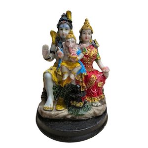 Religious Murti Statue: 15cm Shiv Family