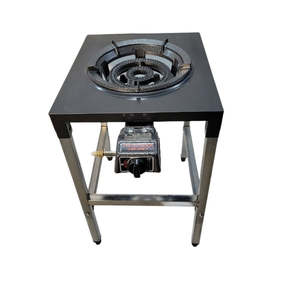 Gas Stove: Cast Iron 2-Burner Outdoor Gas Stove with Stainless Steel Stand