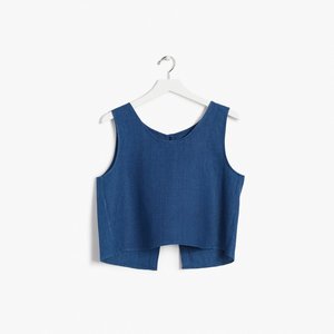 Products: Linen Top / Blue - BigWowTravel