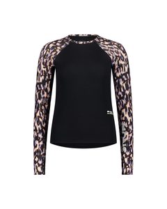 Mons Royale Womens Bella Merino Air-Con LS Rock Leopard / Black - Bike Glendhu