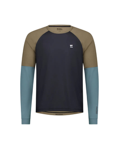 Mons Royale Mens Tarn Merino Bike Wind Jersey Blue / Walnut / Black - Bike Glendhu