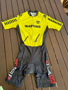 Cycling Kit: 'Warning' Pro Trisuit - One piece cycling kit (NEW)