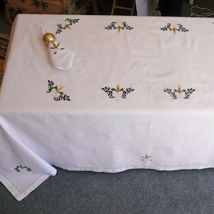 Christmas Candles Tablecloths and Napkins