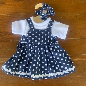 Dolls Clothes - Navy & White Dress - The Linen Collection