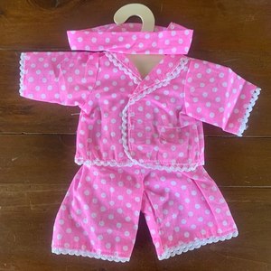 Dolls Clothes - Pink & White PJ's - The Linen Collection