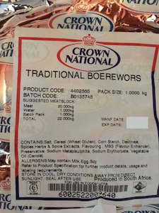 Products: Traditional Boerewors Spice 1kg