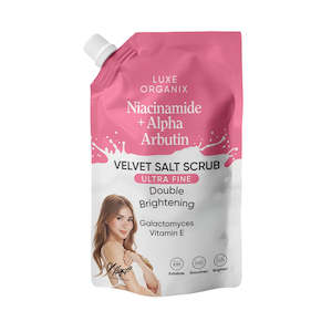 Body Scrubs: Luxe Organix Niacinamide + Alpha Arbutin Velvet Salt Scrub 300g