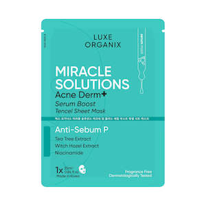 Masks Peels: Luxe Organix Miracle Solutions Acne Derm+ Serum Boost Sheet Mask