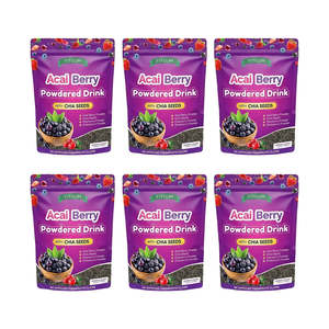 FITGUM Acai Berry Powdered Drink with Chia Seeds (Bundle of 6)