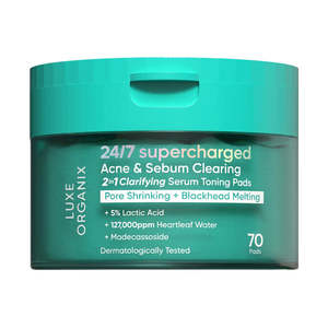 Luxe Organix 24/7 Supercharged Acne & Sebum Clearing 2in1 Clarifying Serum Toning Pads 70s