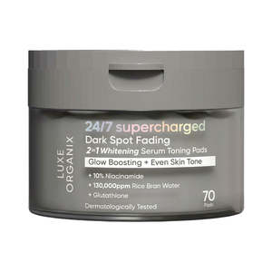 Luxe Organix 24/7 Supercharged Dark Spot Fading Whitening 2in1 Serum Toning Pads 70s