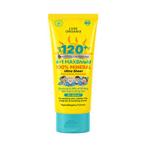 Luxe Organix 6-in-1 MAXShield 100% Mineral Ultra Sheer Face & Body Sunscreen for&hellip;