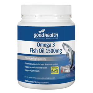 New Zealand Joint Care From Green Lipped Mussels: Good Health Omega 3 Fish Oil 1500mg 400 Capsules