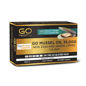 New Zealand Joint Care From Green Lipped Mussels: GO HEALTHY GO MUSSEL OIL 35,000 60 Capsules 1-A-DAY GREEN LIPPED MUSSEL from New Zealand