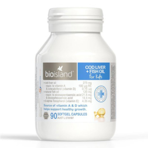 Bio Island Cod Liver + Fish Oil Kids 90 Capsules